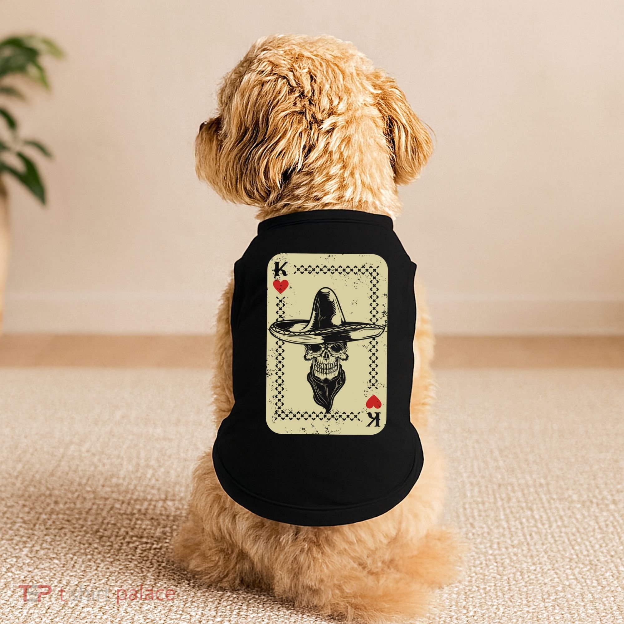 Poker King Mexico Sugar Skull Calavera Cards Player Cowboy Doggie Tank