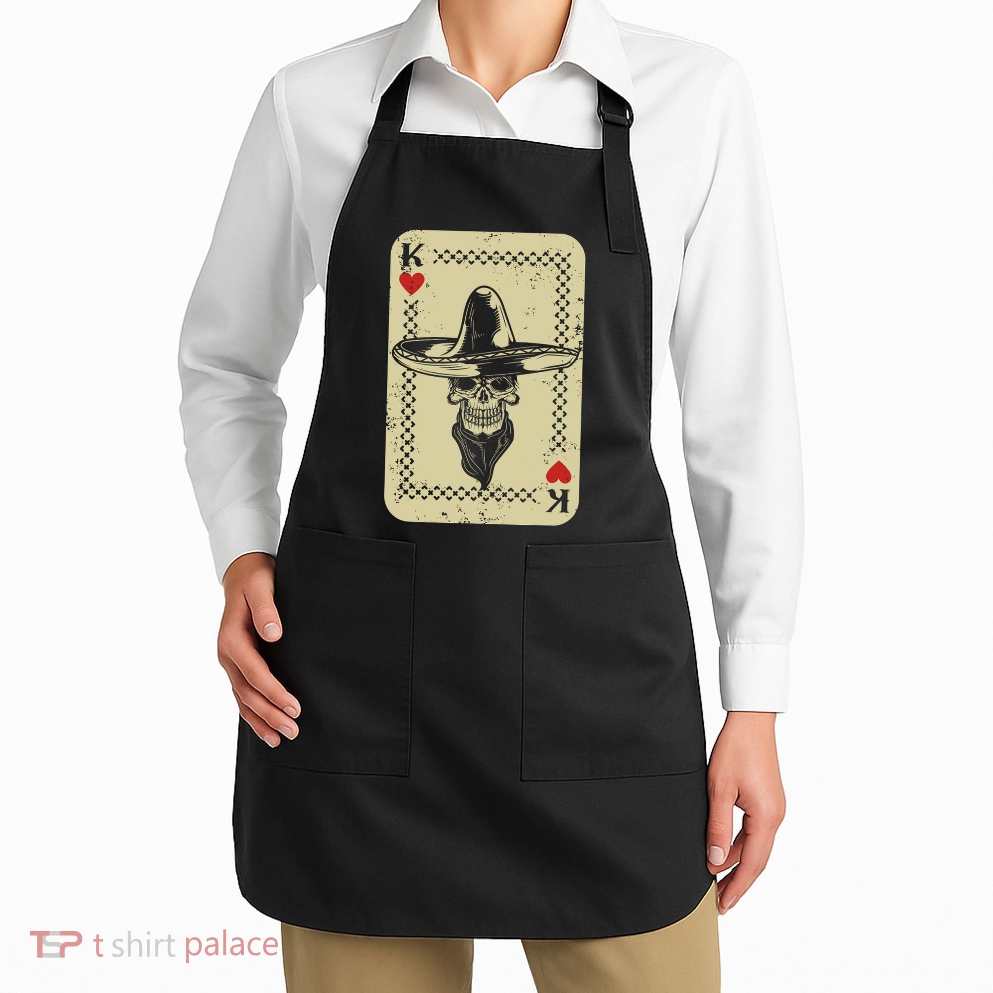 Poker King Mexico Sugar Skull Calavera Cards Player Cowboy Apron