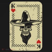 Poker King Mexico Sugar Skull Calavera Cards Player Cowboy T-Shirt thumb 7