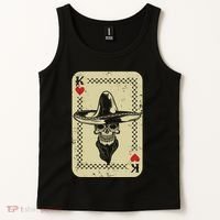 Poker King Mexico Sugar Skull Calavera Cards Player Cowboy Tank Top thumb 2