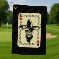Poker King Mexico Sugar Skull Calavera Cards Player Cowboy Golf Towel thumb 1