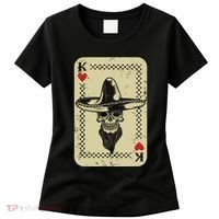 Poker King Mexico Sugar Skull Calavera Cards Player Cowboy Women's T-Shirt thumb 0