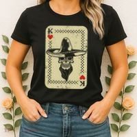 Poker King Mexico Sugar Skull Calavera Cards Player Cowboy Women's T-Shirt thumb 2