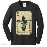 Poker King Mexico Sugar Skull Calavera Cards Player Cowboy Kids Long Sleeve Shirt thumb 0