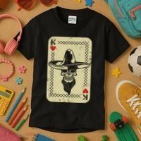 Poker King Mexico Sugar Skull Calavera Cards Player Cowboy Kids T-Shirt thumb 3