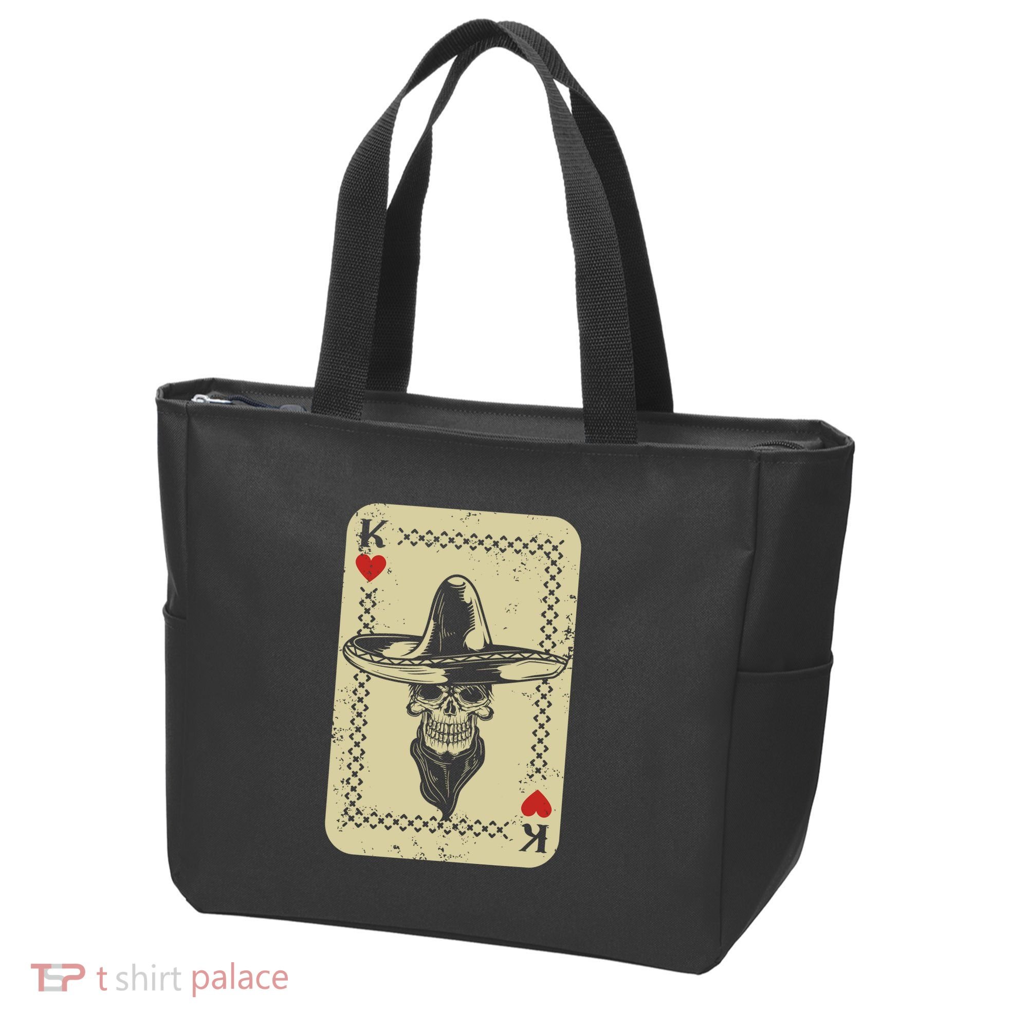 Poker King Mexico Sugar Skull Calavera Cards Player Cowboy Tote Bag