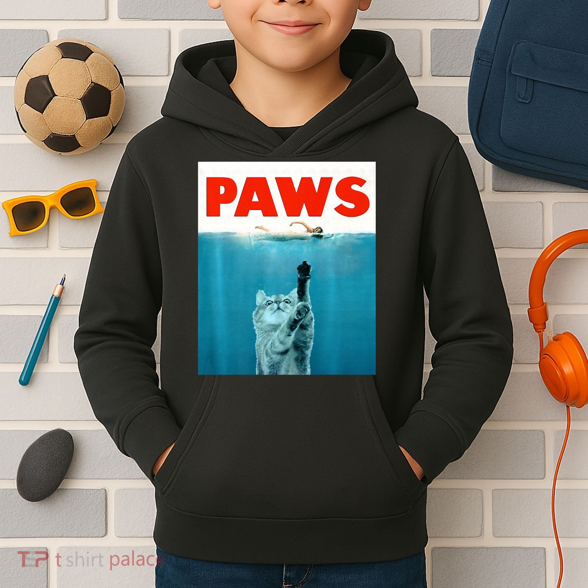 Paws Kitten Meow Parody Funny Cat Lover Gifts Kids Hoodie