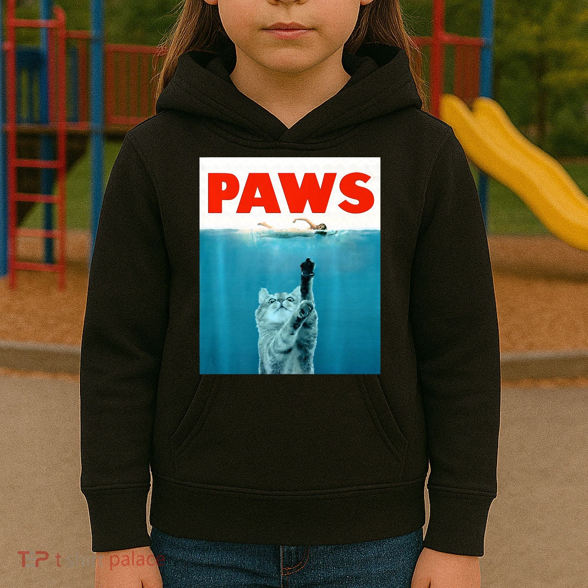 Paws Kitten Meow Parody Funny Cat Lover Gifts Kids Hoodie