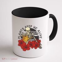 Plants Keep Me Alive Floral Skull Coffee Mug thumb 1