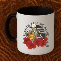 Plants Keep Me Alive Floral Skull Coffee Mug thumb 2