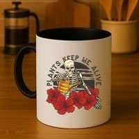 Plants Keep Me Alive Floral Skull Coffee Mug thumb 4