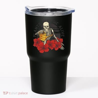 Plants Keep Me Alive Floral Skull Tumbler