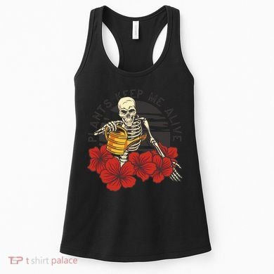 Plants Keep Me Alive Floral Skull Women's Tank Top