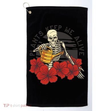 Plants Keep Me Alive Floral Skull Golf Towel