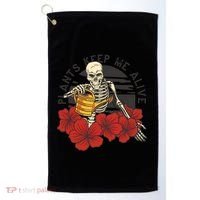 Plants Keep Me Alive Floral Skull Golf Towel thumb 0