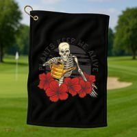 Plants Keep Me Alive Floral Skull Golf Towel thumb 1