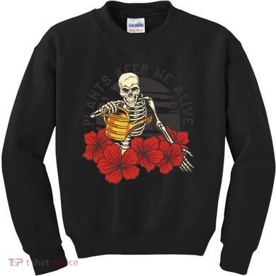 Plants Keep Me Alive Floral Skull Kids Sweatshirt