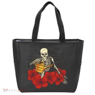 Plants Keep Me Alive Floral Skull Tote Bag