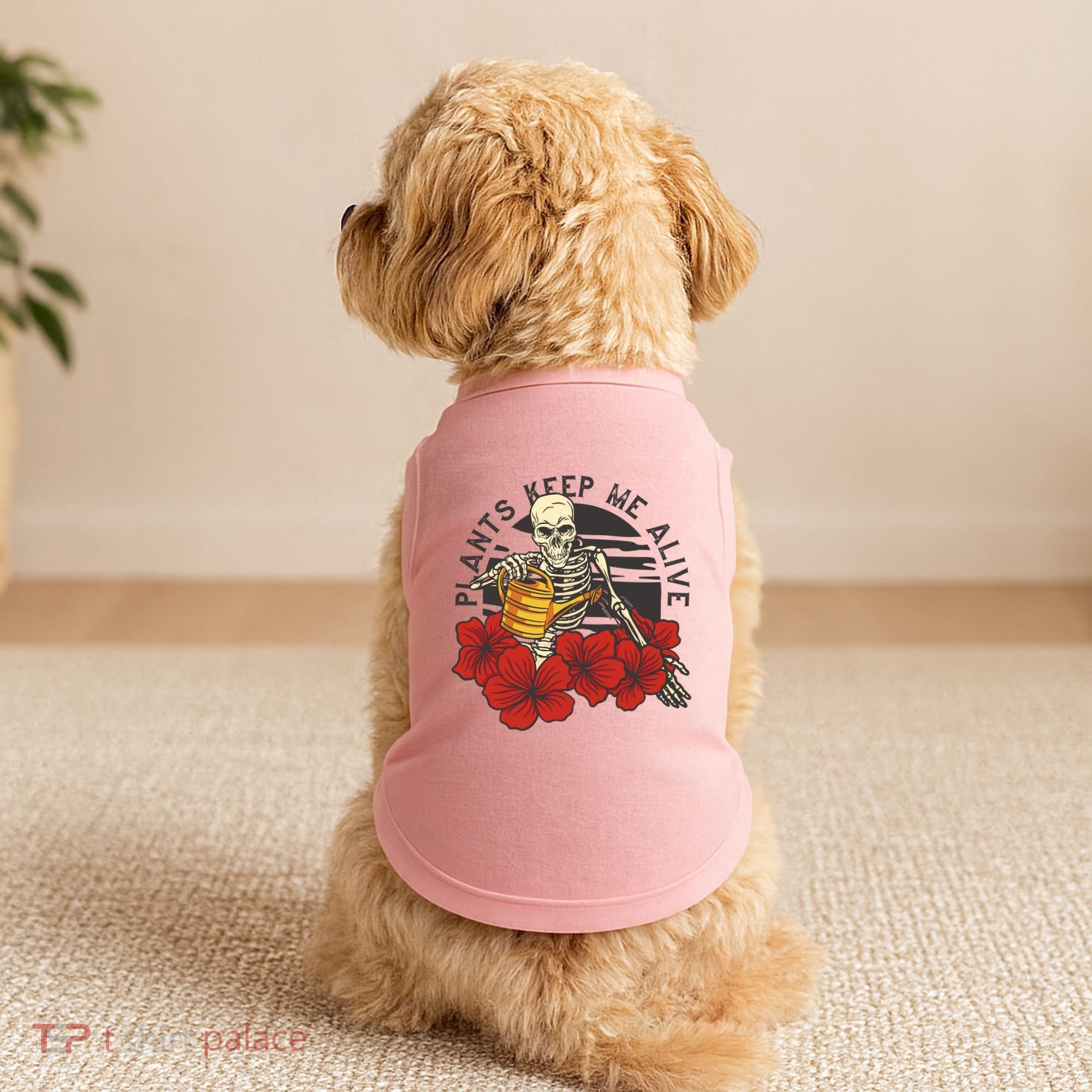 Plants Keep Me Alive Floral Skull Doggie Tank