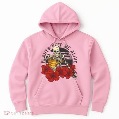 Plants Keep Me Alive Floral Skull Hoodie