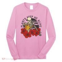 Plants Keep Me Alive Floral Skull Long Sleeve Shirt thumb 0