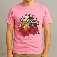 Plants Keep Me Alive Floral Skull T-Shirt thumb 3