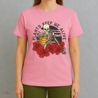 Plants Keep Me Alive Floral Skull T-Shirt thumb 4
