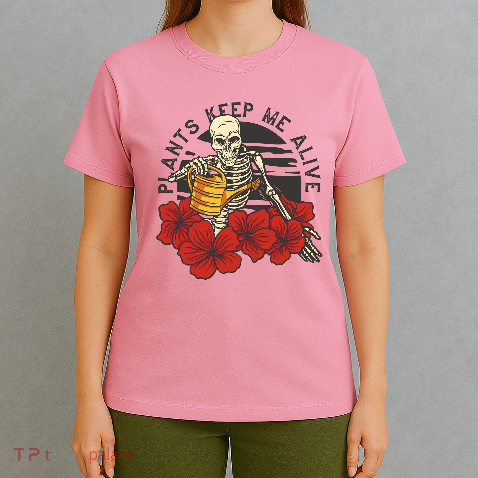 Plants Keep Me Alive Floral Skull T-Shirt