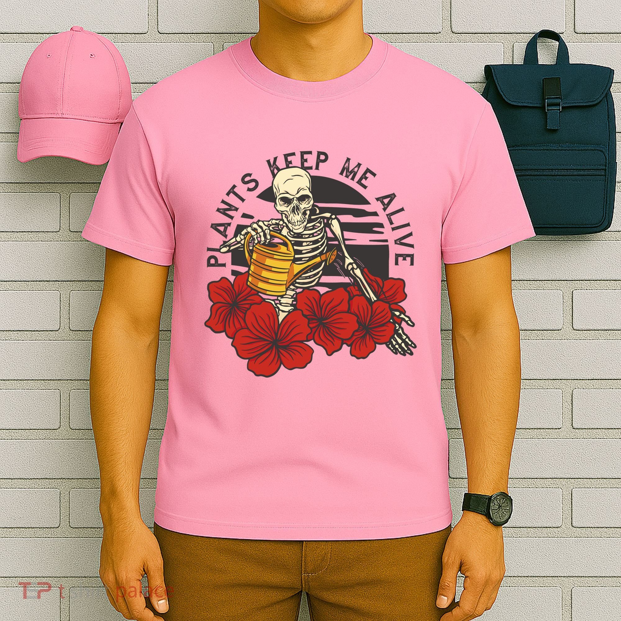 Plants Keep Me Alive Floral Skull T-Shirt