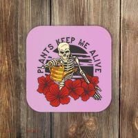 Plants Keep Me Alive Floral Skull Coaster thumb 0