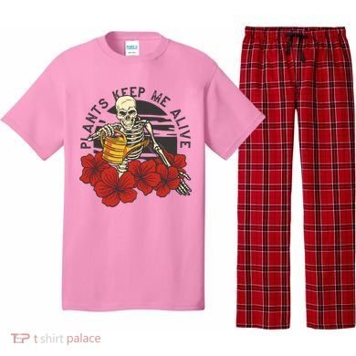 Plants Keep Me Alive Floral Skull Pajama Set