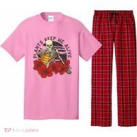 Plants Keep Me Alive Floral Skull Pajama Set thumb 0