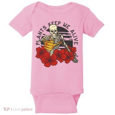 Plants Keep Me Alive Floral Skull Baby Bodysuit