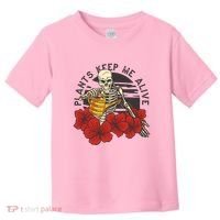 Plants Keep Me Alive Floral Skull Toddler T-Shirt thumb 0