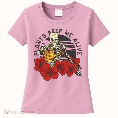 Plants Keep Me Alive Floral Skull Women's T-Shirt