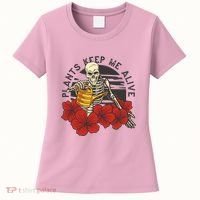 Plants Keep Me Alive Floral Skull Women's T-Shirt thumb 0