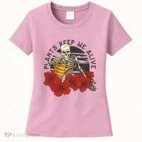 Plants Keep Me Alive Floral Skull Women's T-Shirt thumb 0