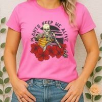 Plants Keep Me Alive Floral Skull Women's T-Shirt thumb 2