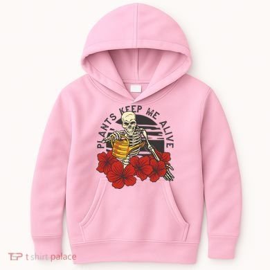 Plants Keep Me Alive Floral Skull Kids Hoodie