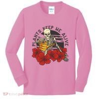 Plants Keep Me Alive Floral Skull Kids Long Sleeve Shirt thumb 0