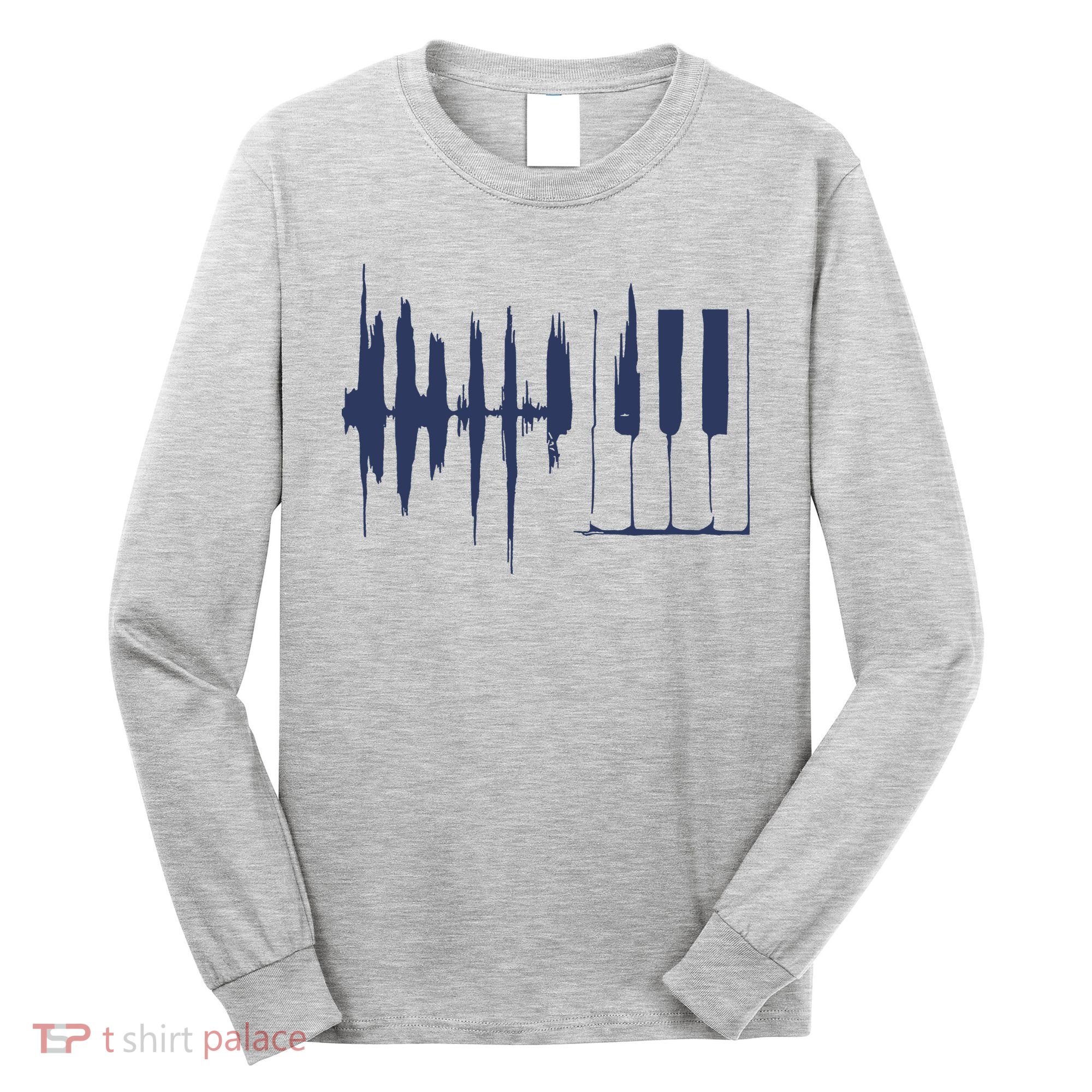 Piano Keys Sound Wave Keyboard Long Sleeve Shirt