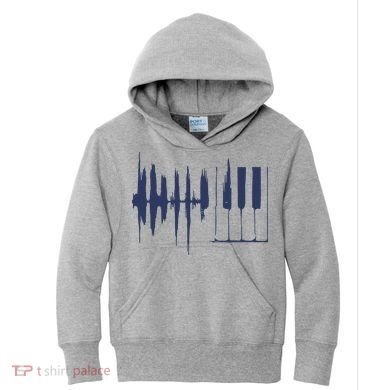 Piano Keys Sound Wave Keyboard Kids Hoodie