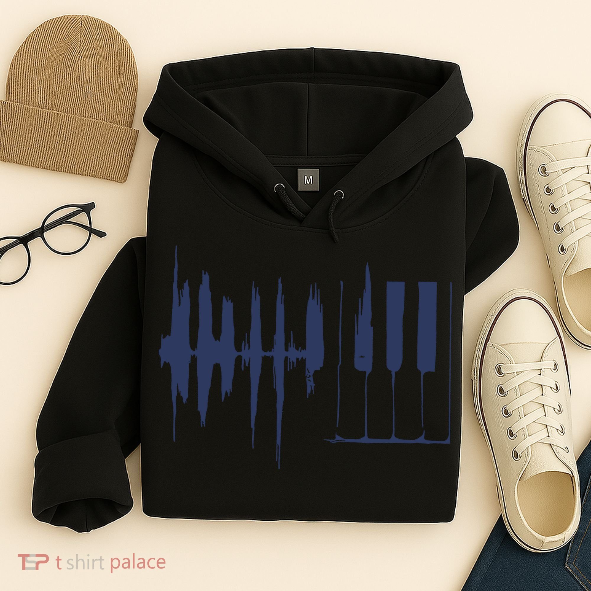 Piano Keys Sound Wave Keyboard Hoodie