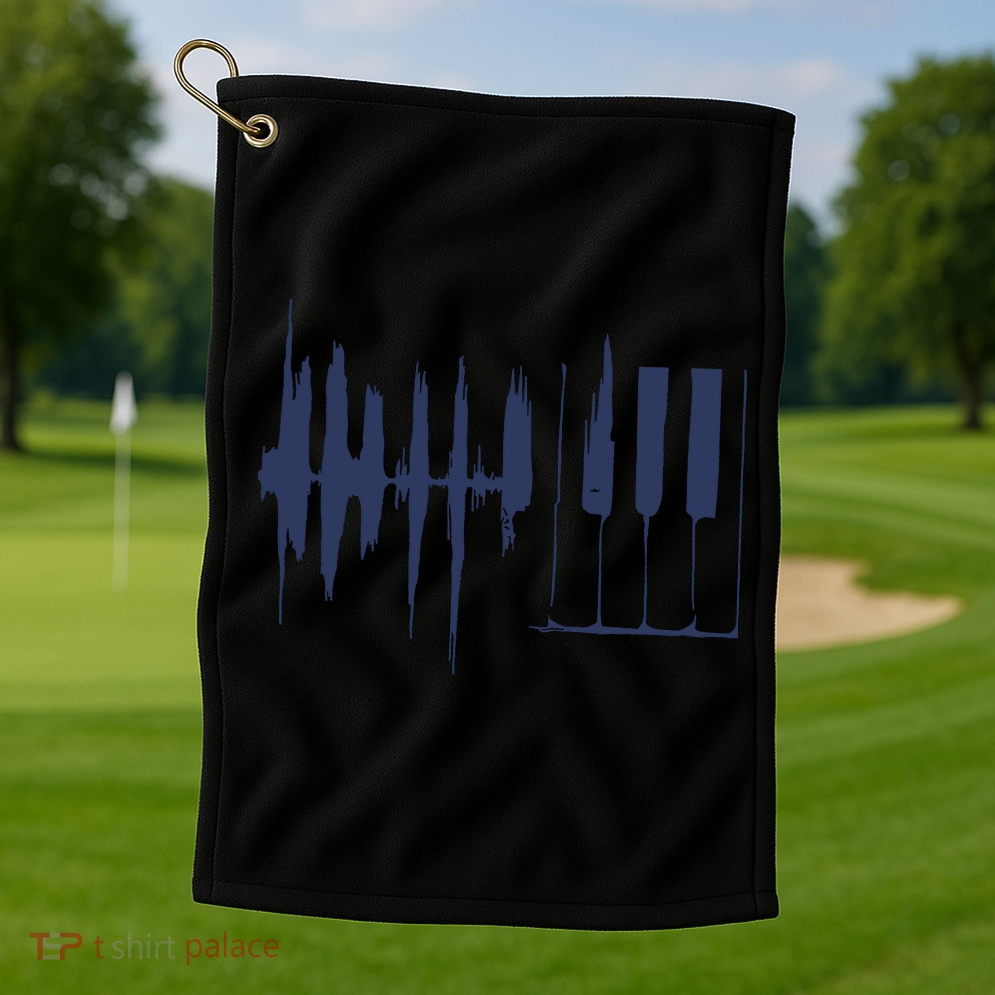 Piano Keys Sound Wave Keyboard Golf Towel