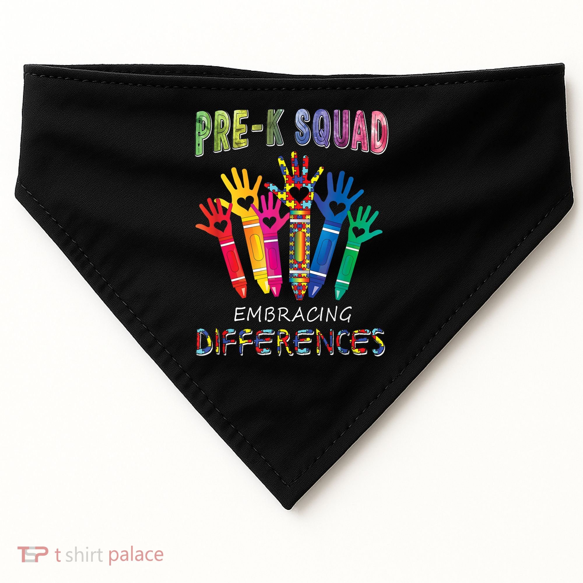 Pre K Squad Embracing Differences Autism SPED Teacher USA-Made Doggie Bandana