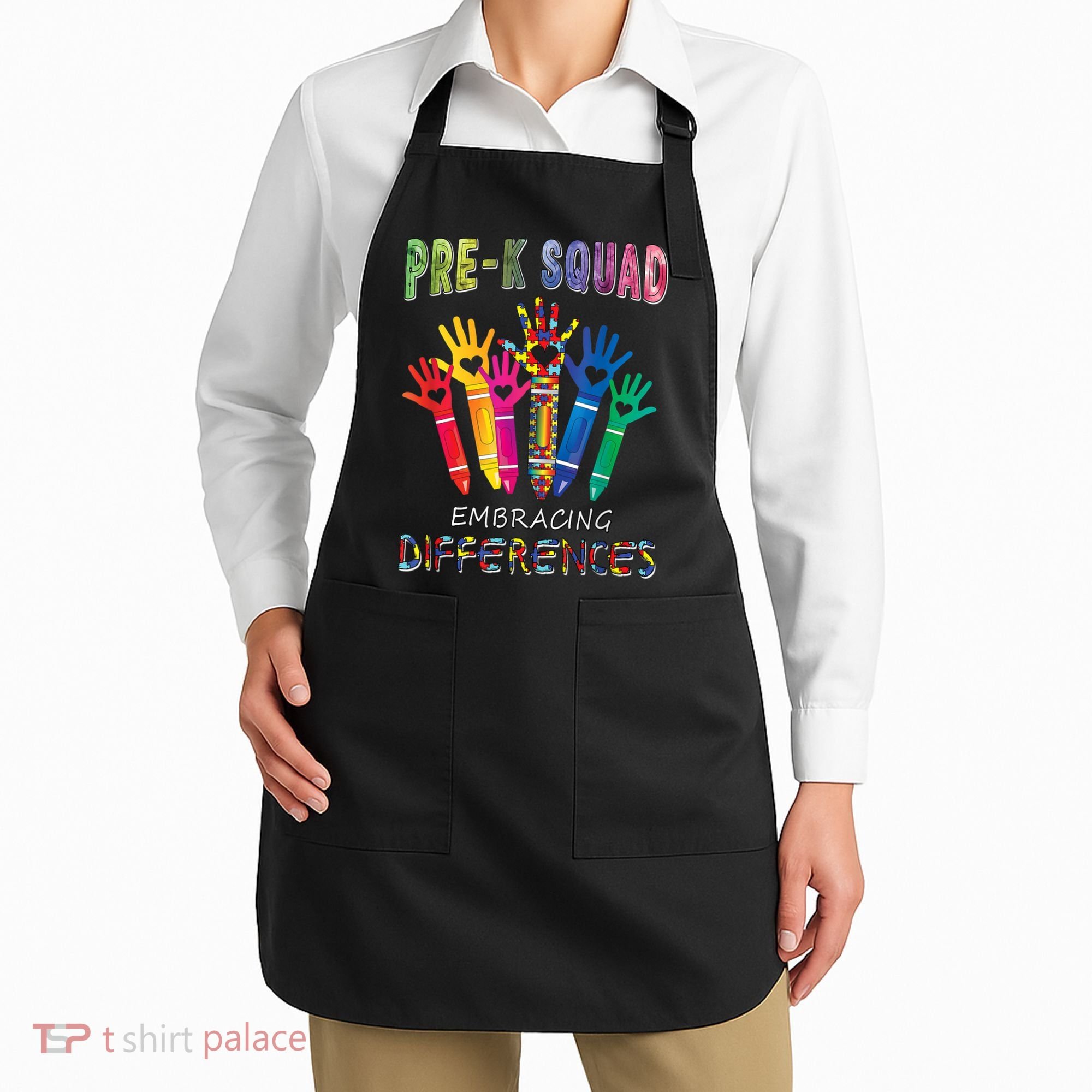 Pre K Squad Embracing Differences Autism SPED Teacher Apron