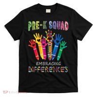 Pre K Squad Embracing Differences Autism SPED Teacher T-Shirt thumb 0