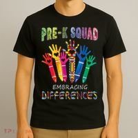 Pre K Squad Embracing Differences Autism SPED Teacher T-Shirt thumb 3