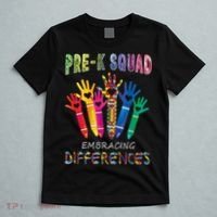 Pre K Squad Embracing Differences Autism SPED Teacher T-Shirt thumb 5