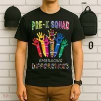 Pre K Squad Embracing Differences Autism SPED Teacher T-Shirt thumb 6